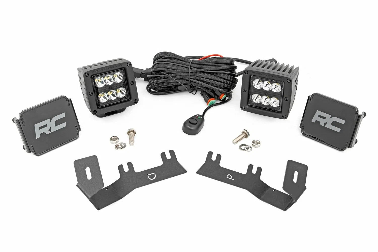 Fits Chevy_GMC 1500(14-18 & Classic) LED Ditch Light 2in Black Pair Spot 71052